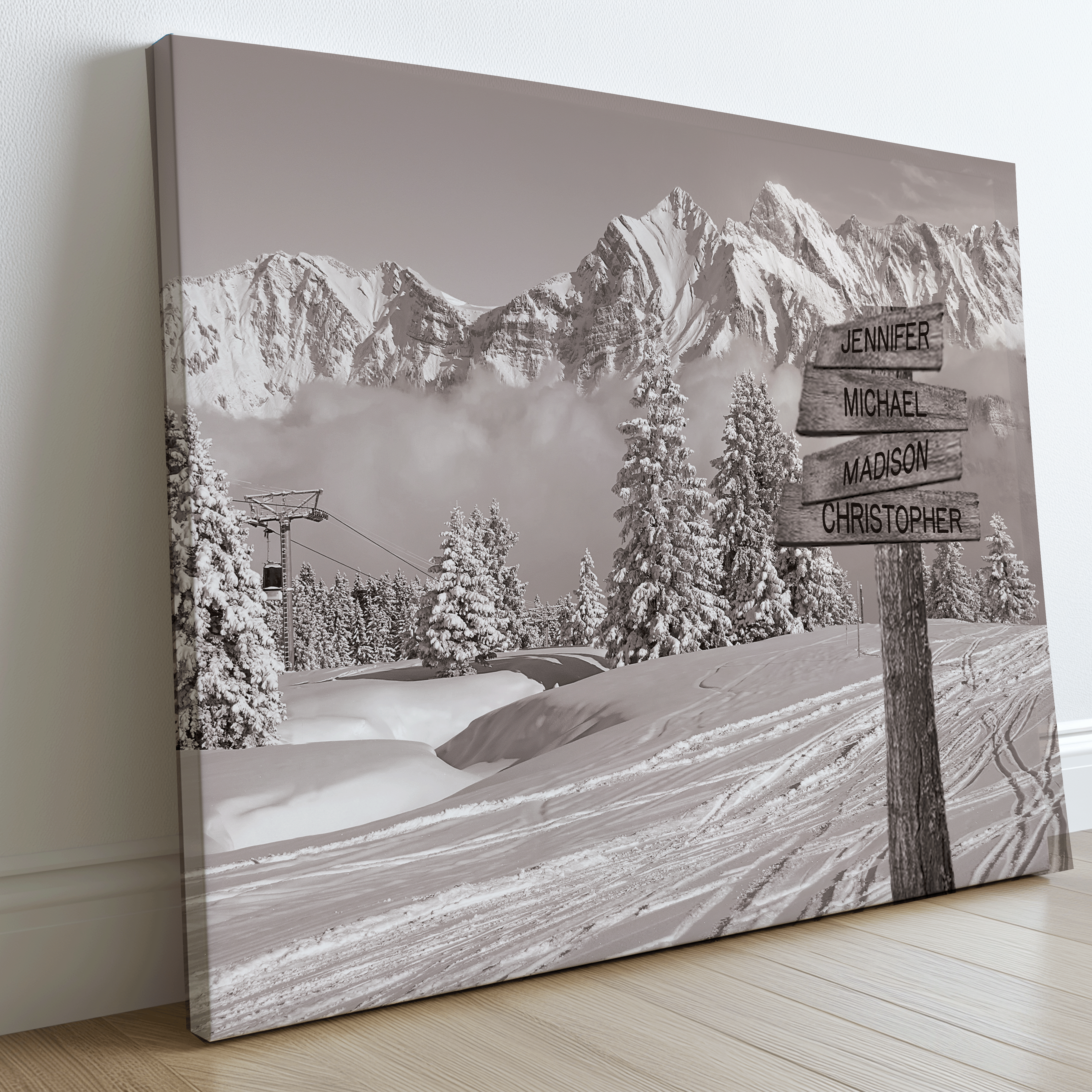 Ski Area Mountain Peaks - Multi-Names Premium Custom Canvas Wall Art