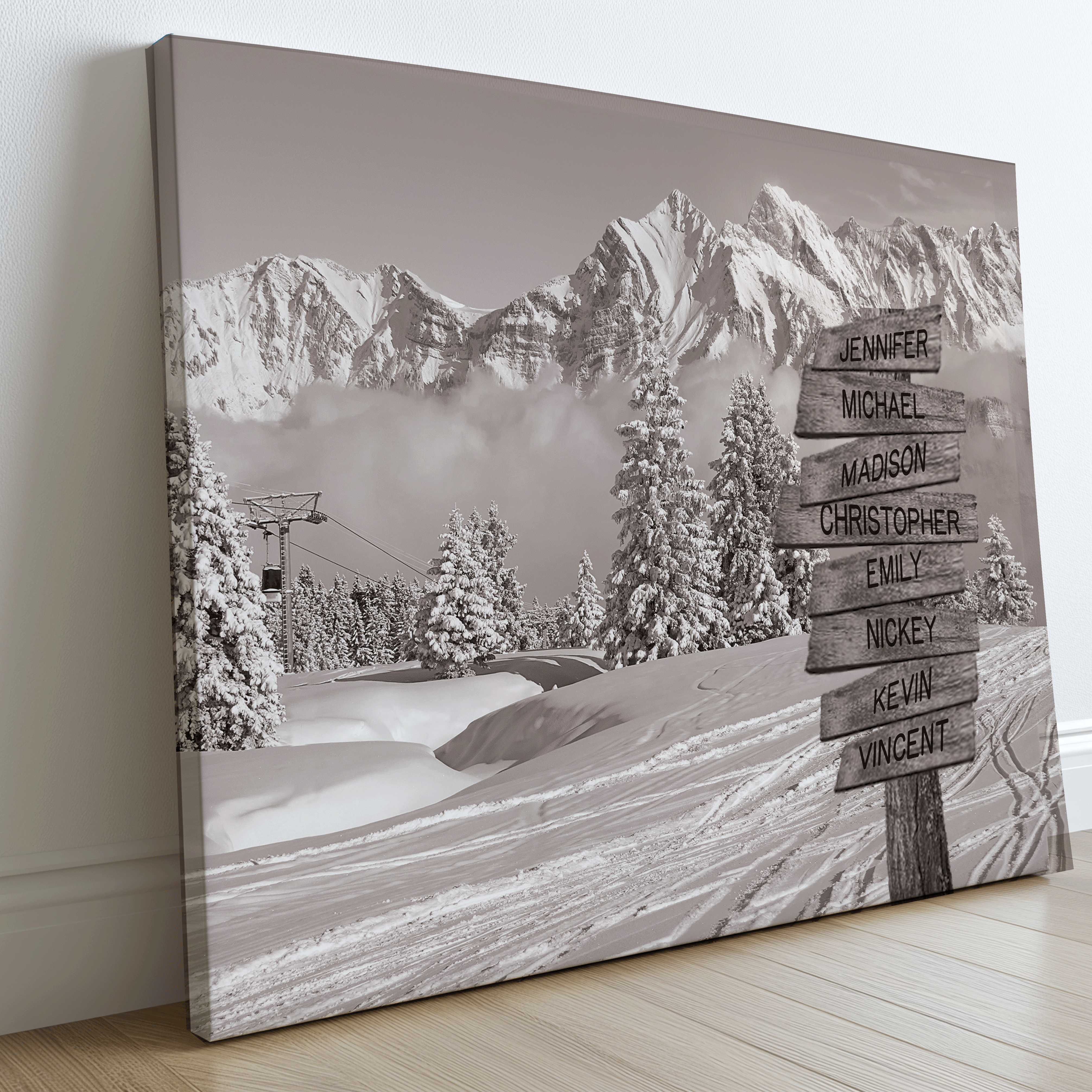 Ski Area Mountain Peaks - Multi-Names Premium Custom Canvas Wall Art