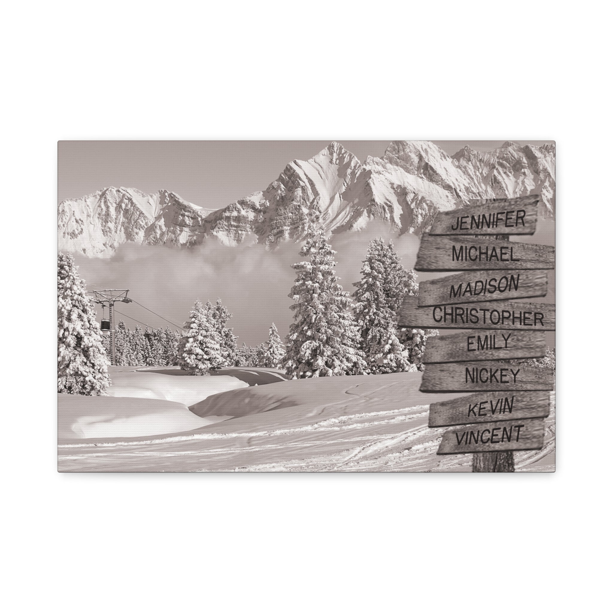 Ski Area Mountain Peaks - Multi-Names Premium Custom Canvas Wall Art