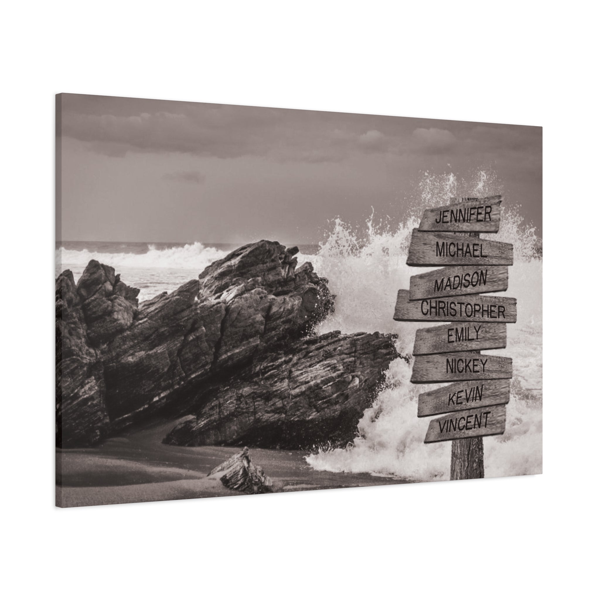 Ocean Waves Crashing Beach - Multi-Names Premium Custom Canvas Wall Art