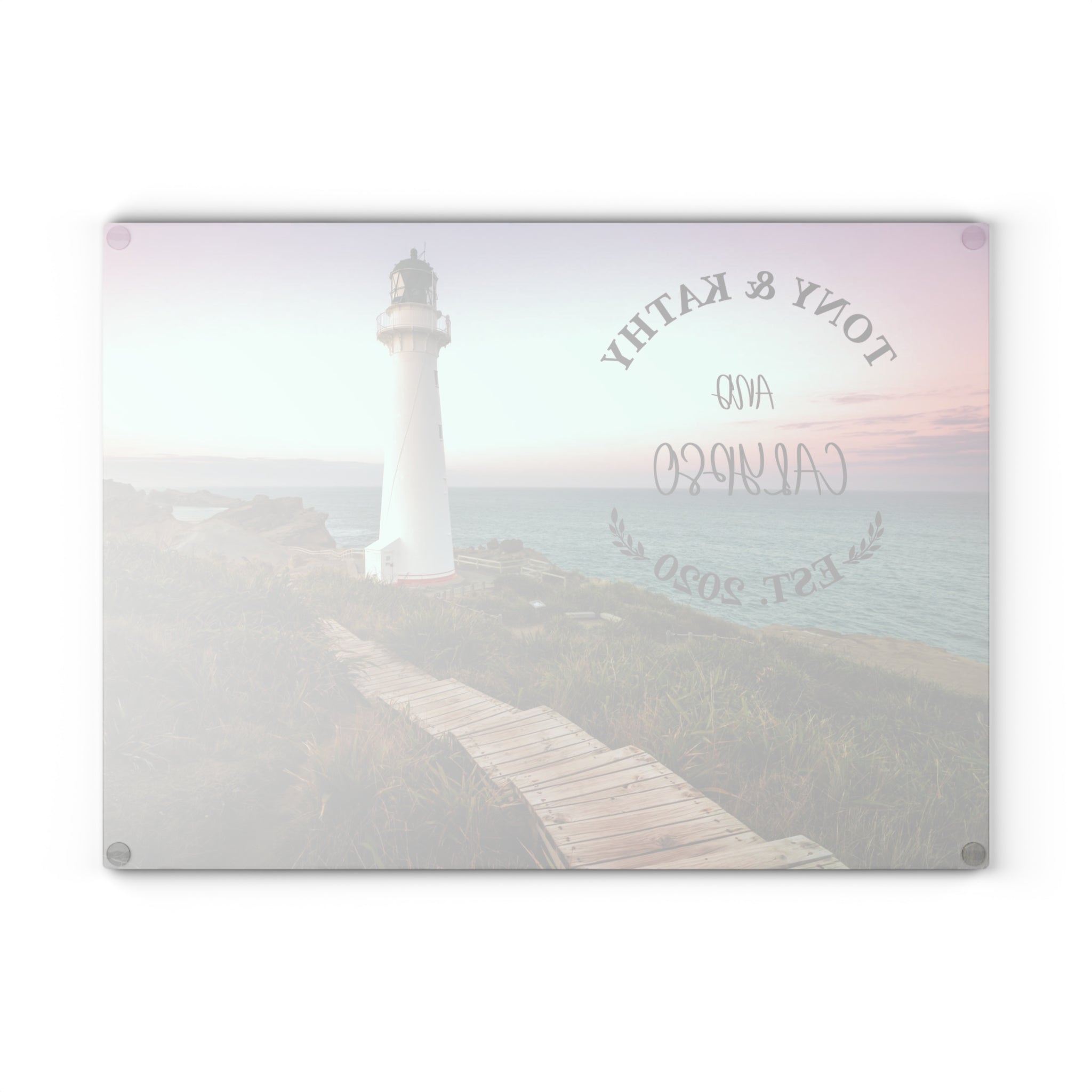 Personalized Lighthouse Glass Cutting Board – 20 Custom Designs | Tempered Glass, Housewarming, Wedding & Real Estate Gifts | Available in 2 Sizes: 8x11 & 11x15 - DESIGN 15