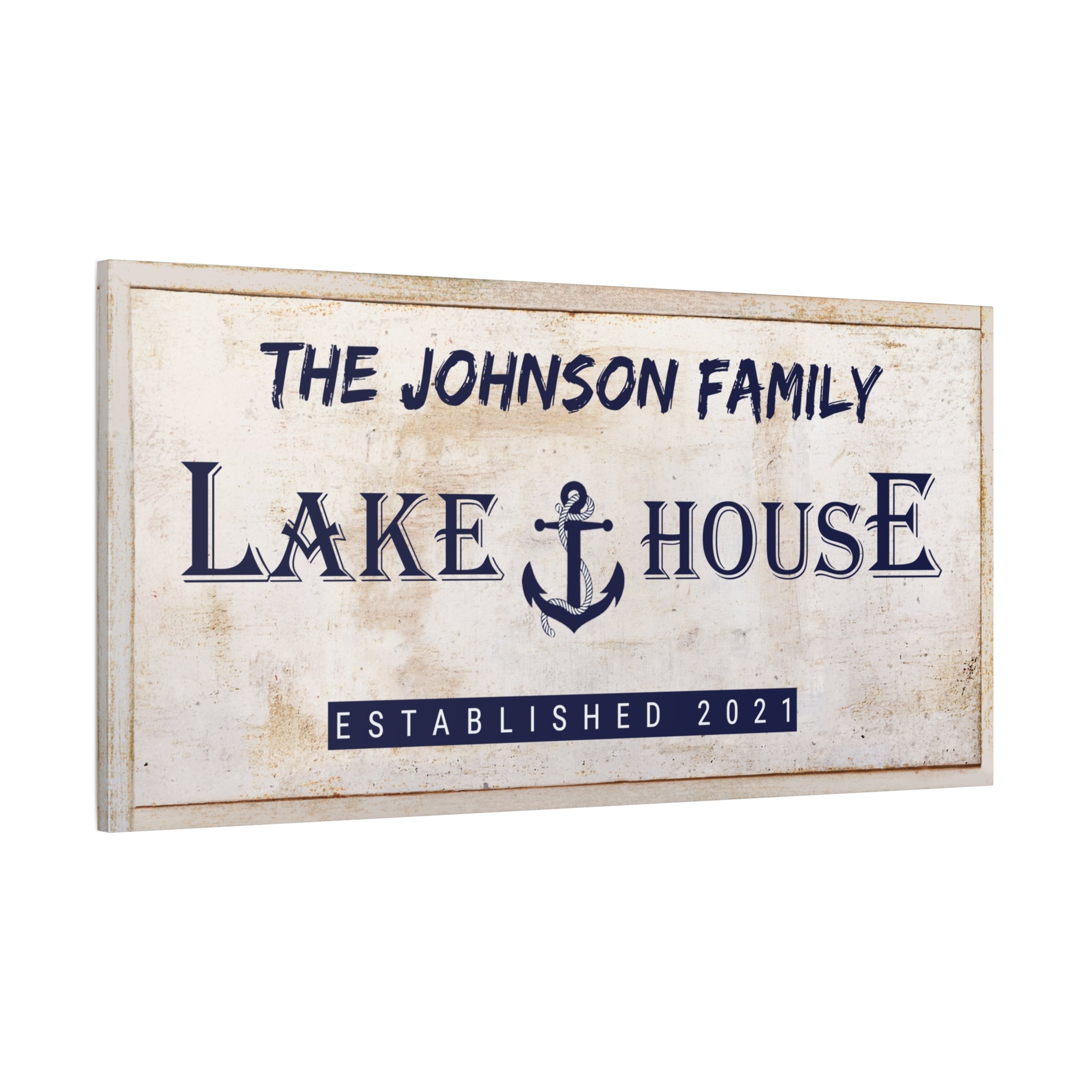 Lake House Anchor - Tan -Family Premium Custom Canvas Wall Art