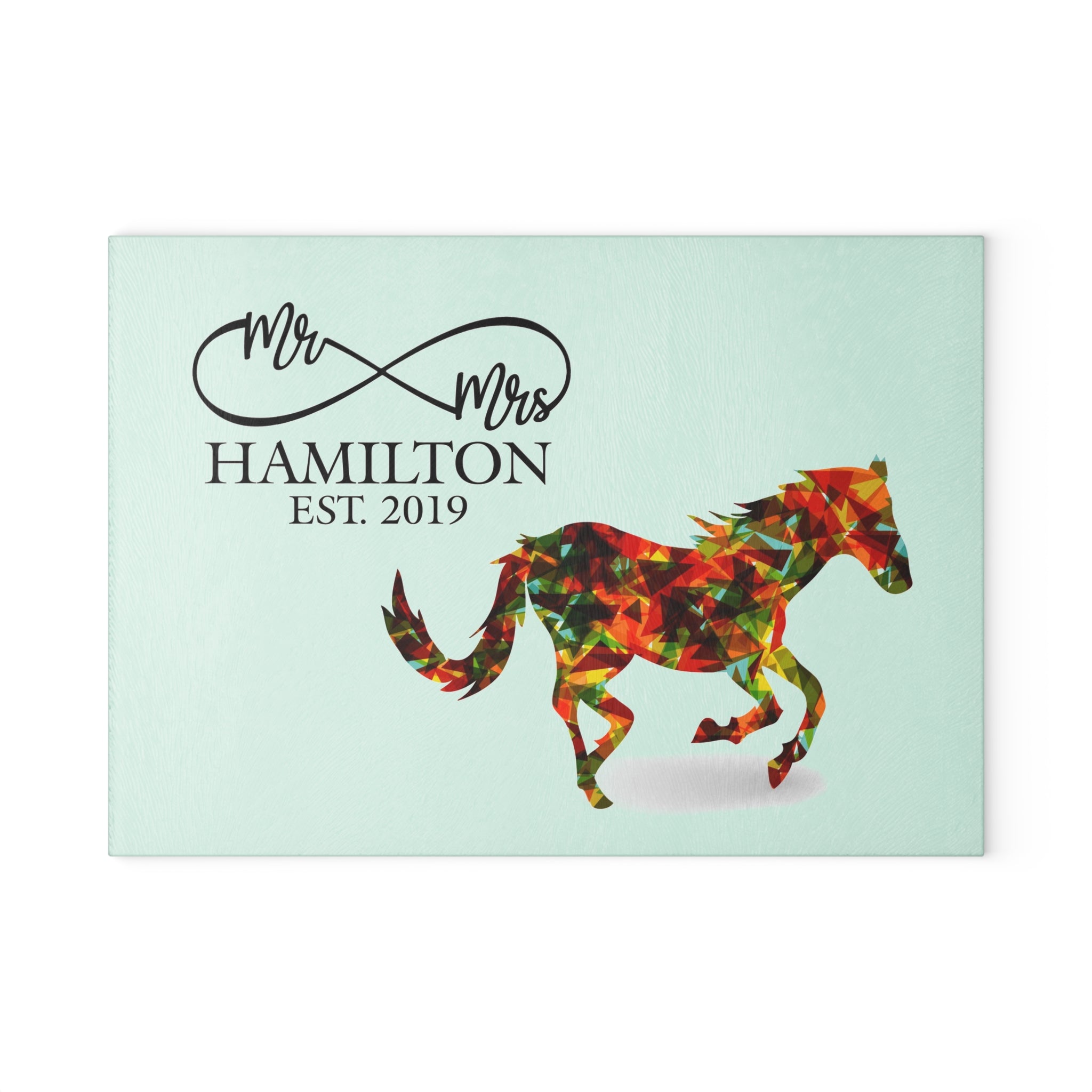 Personalized Wild Horse Glass Cutting Board – 20 Custom Designs, Tempered Glass, Housewarming, Wedding & Real Estate Gifts - Available in 2 Sizes: 8x11 & 11x15  - DESIGN 6