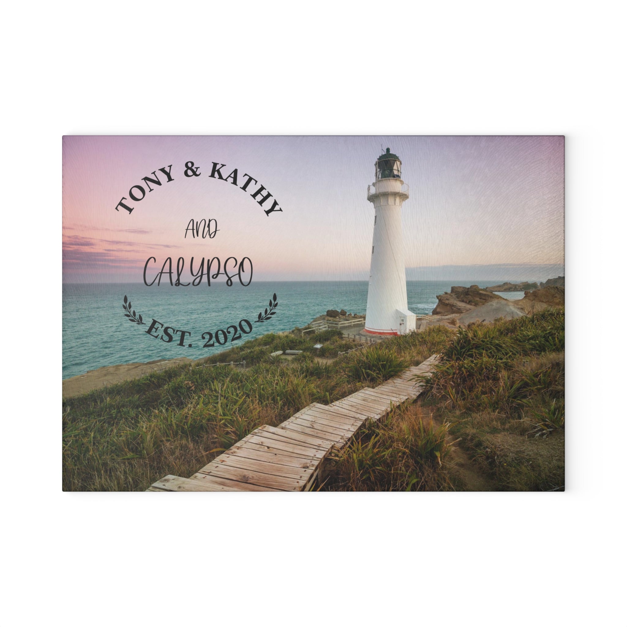 Personalized Lighthouse Glass Cutting Board – 20 Custom Designs | Tempered Glass, Housewarming, Wedding & Real Estate Gifts | Available in 2 Sizes: 8x11 & 11x15 - DESIGN 15