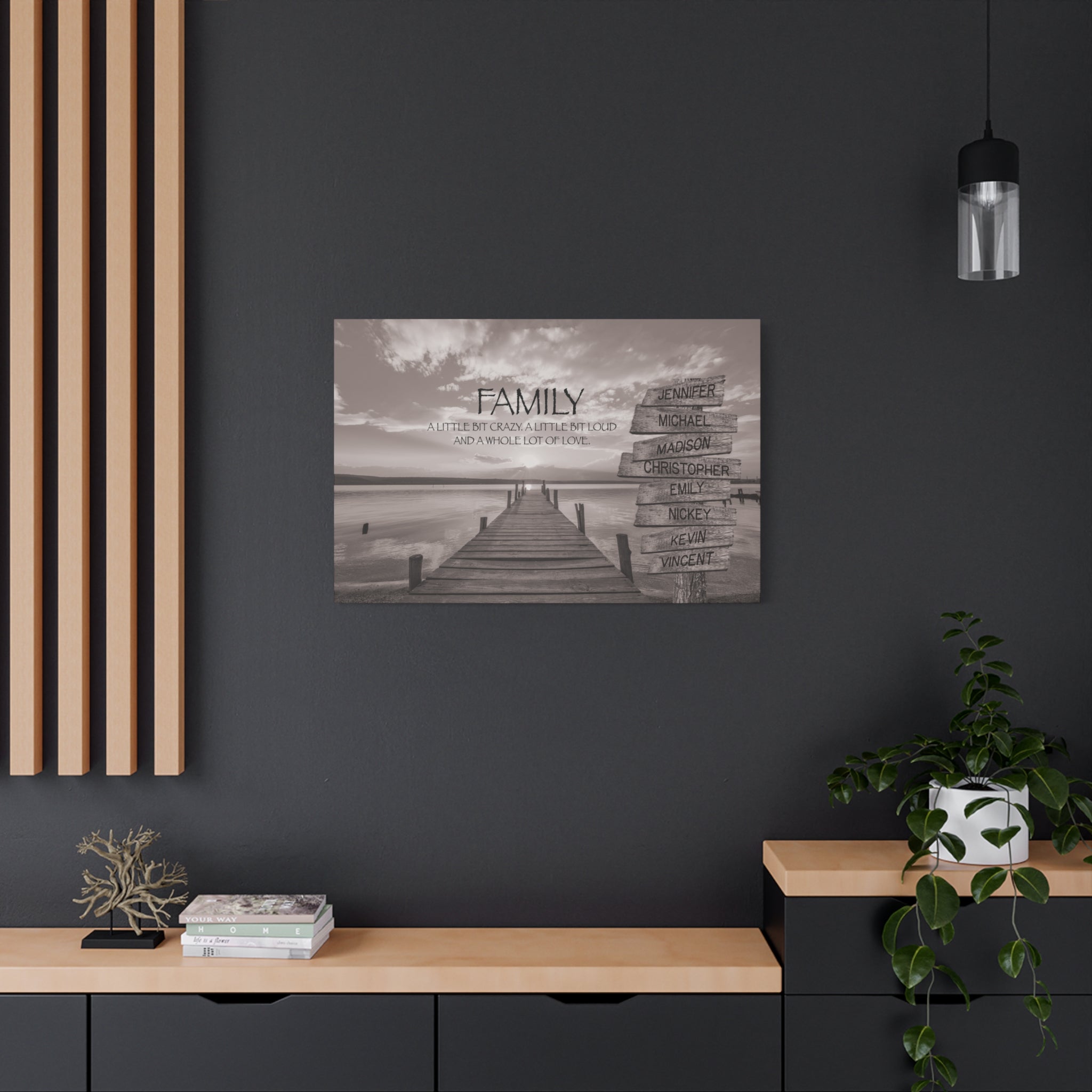 Family Lake Dock - Multi-Names Premium Custom Canvas Wall Art