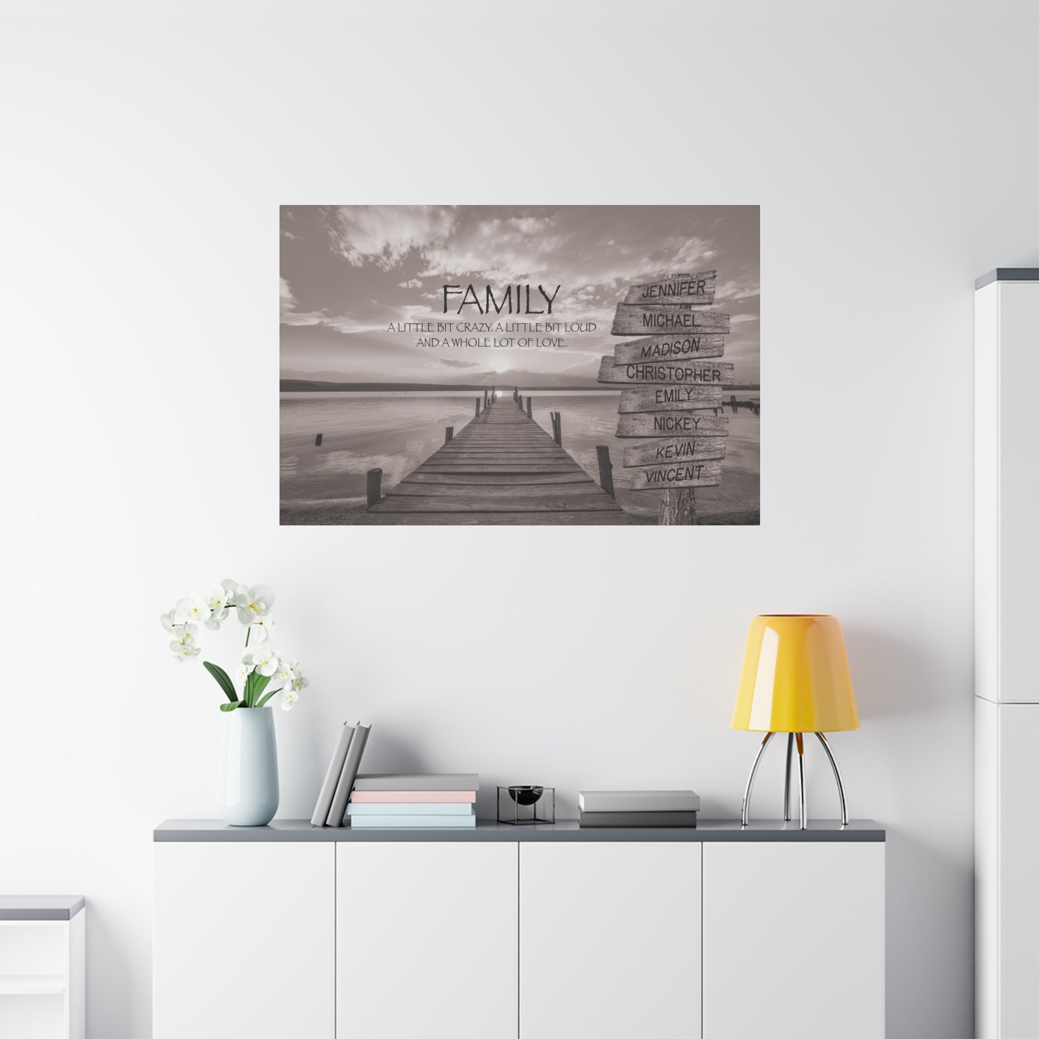 Family Lake Dock - Multi-Names Premium Custom Canvas Wall Art