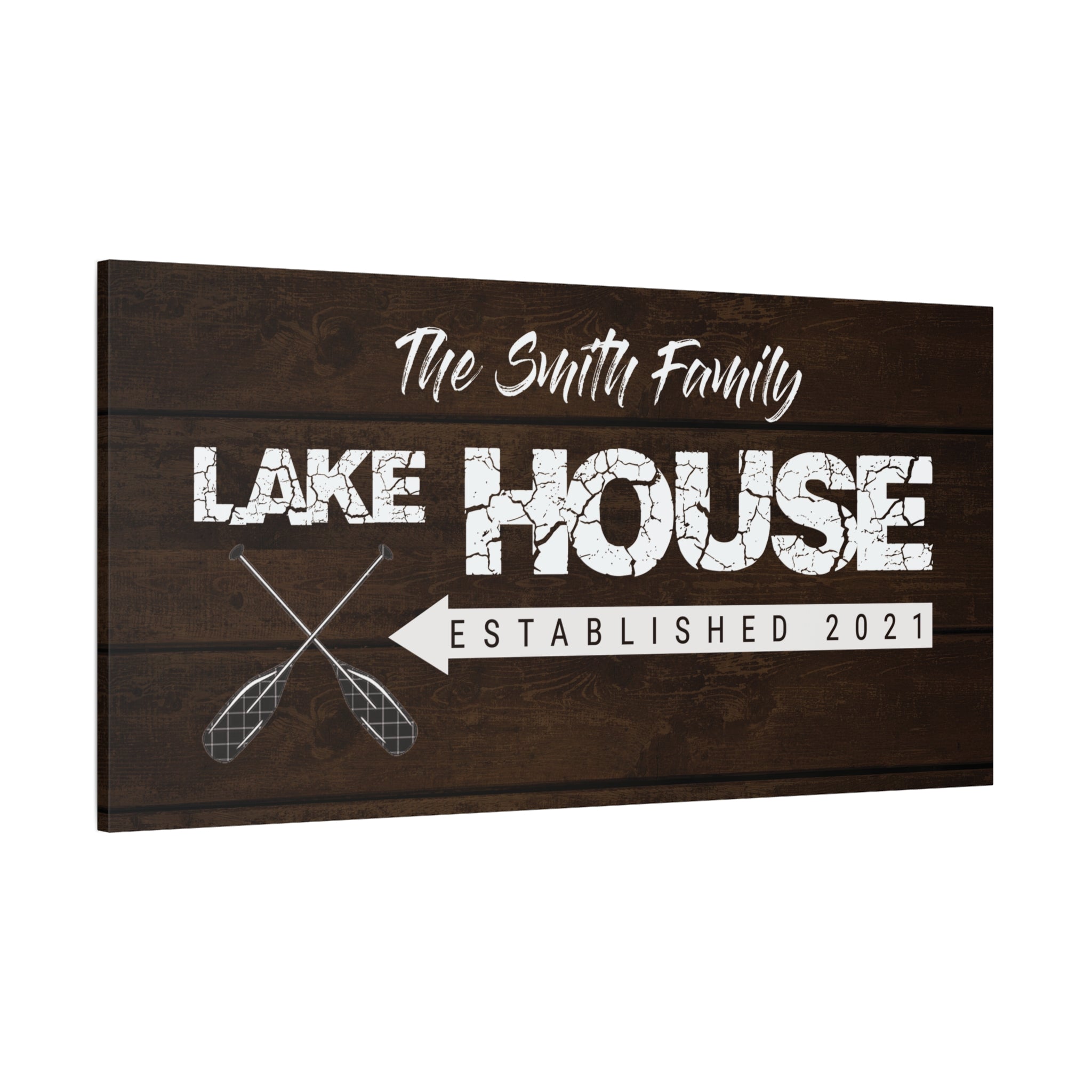 Lake House Paddles Family -Dark Oak- Premium Custom Canvas Wall Art