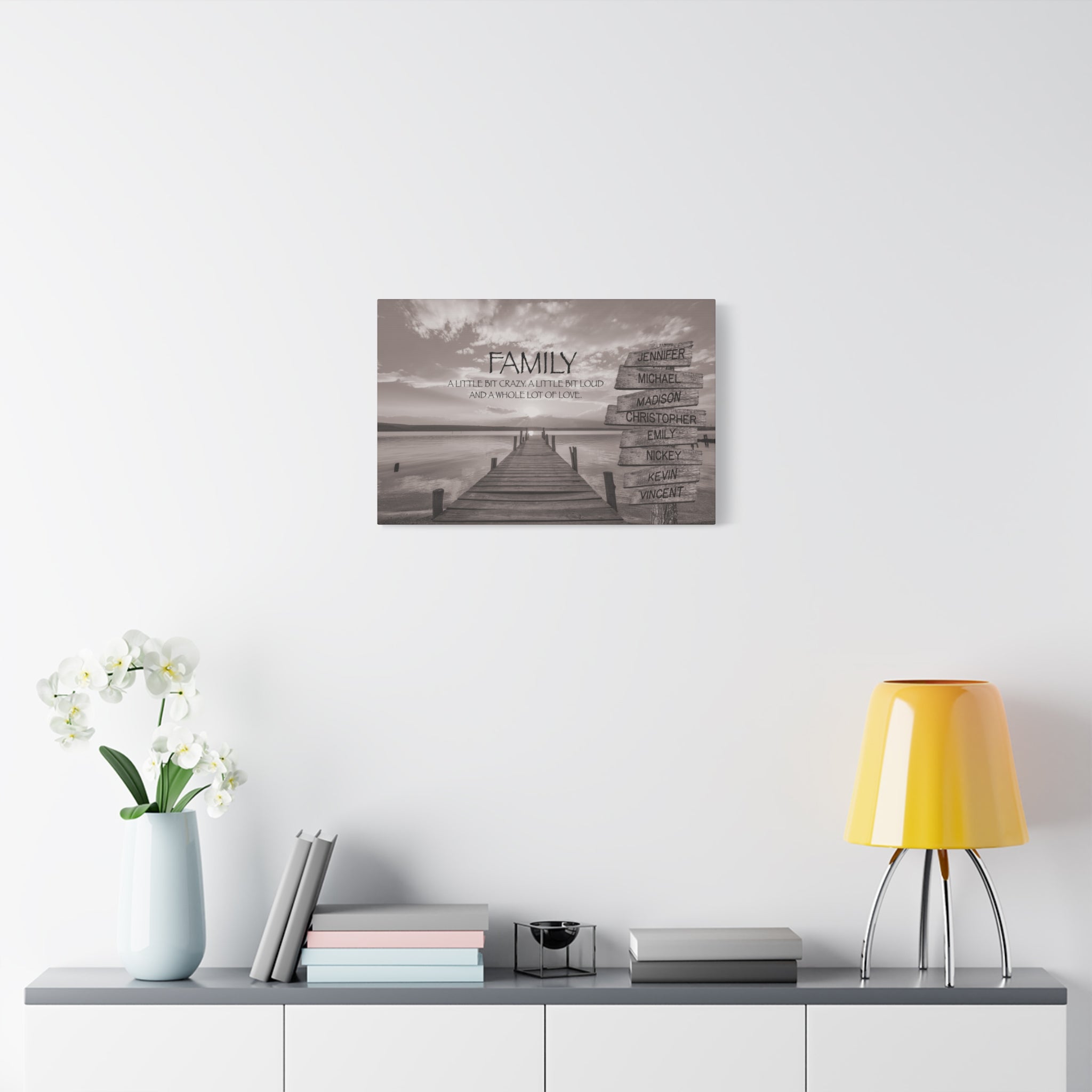 Family Lake Dock - Multi-Names Premium Custom Canvas Wall Art