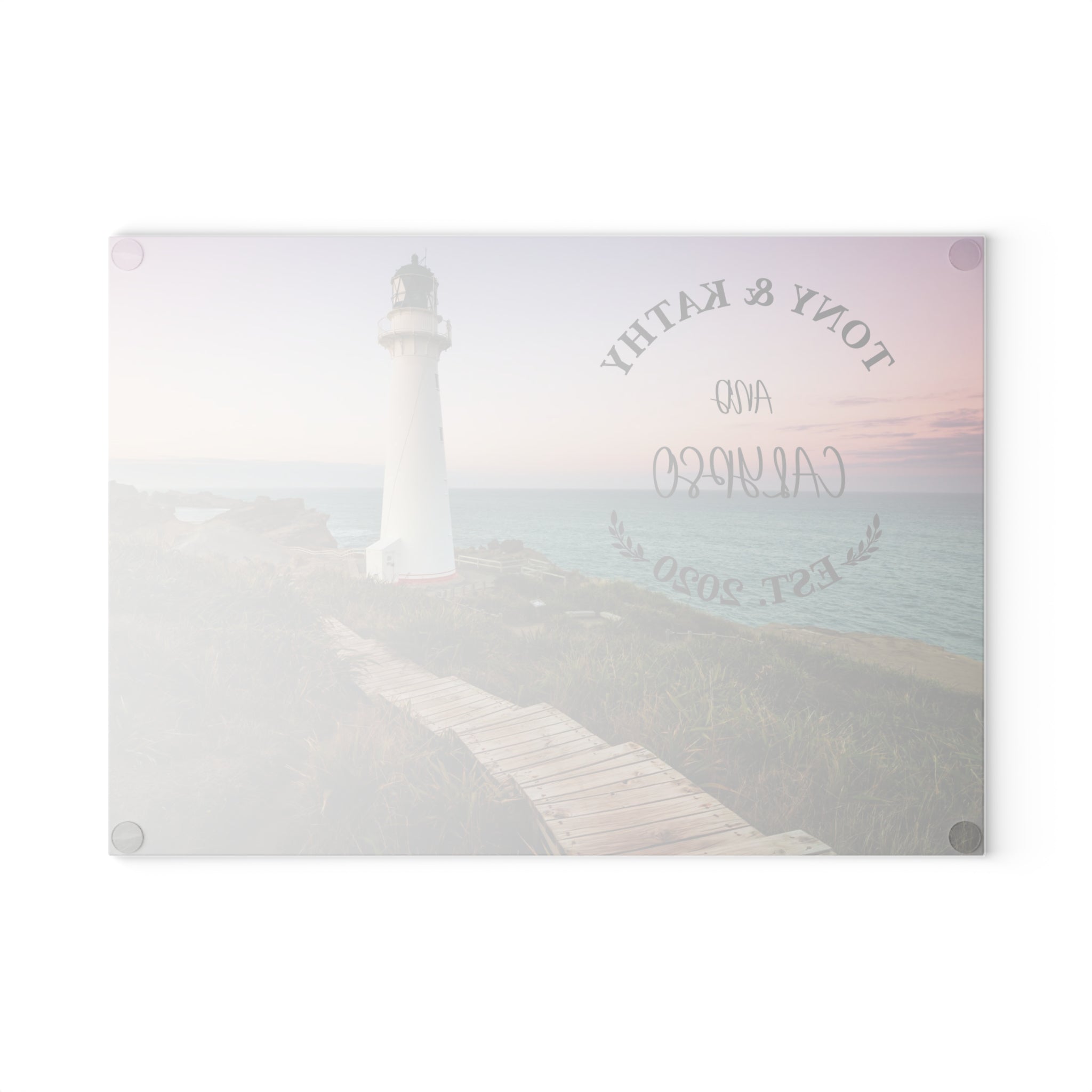 Personalized Lighthouse Glass Cutting Board – 20 Custom Designs | Tempered Glass, Housewarming, Wedding & Real Estate Gifts | Available in 2 Sizes: 8x11 & 11x15 - DESIGN 15