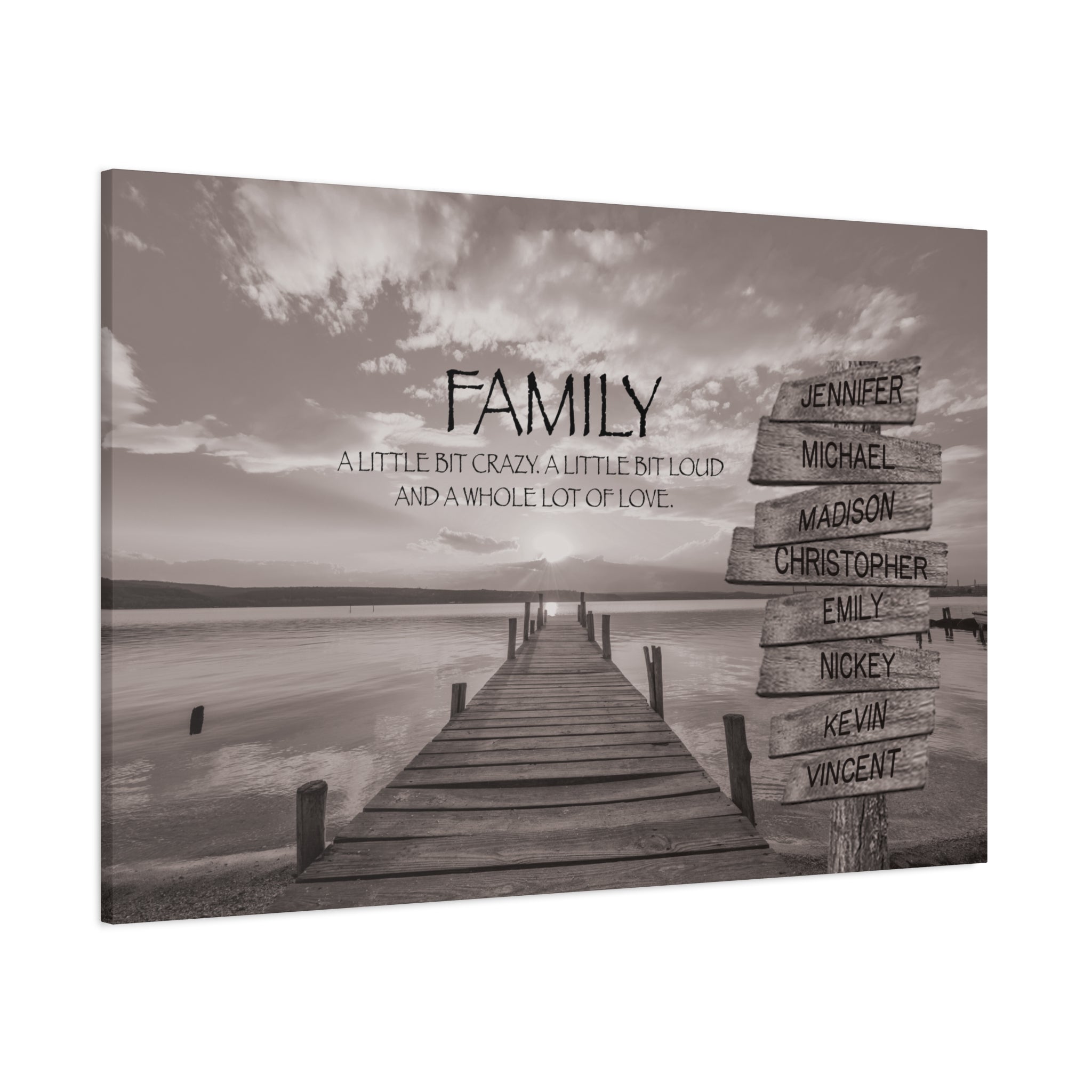 Family Lake Dock - Multi-Names Premium Custom Canvas Wall Art