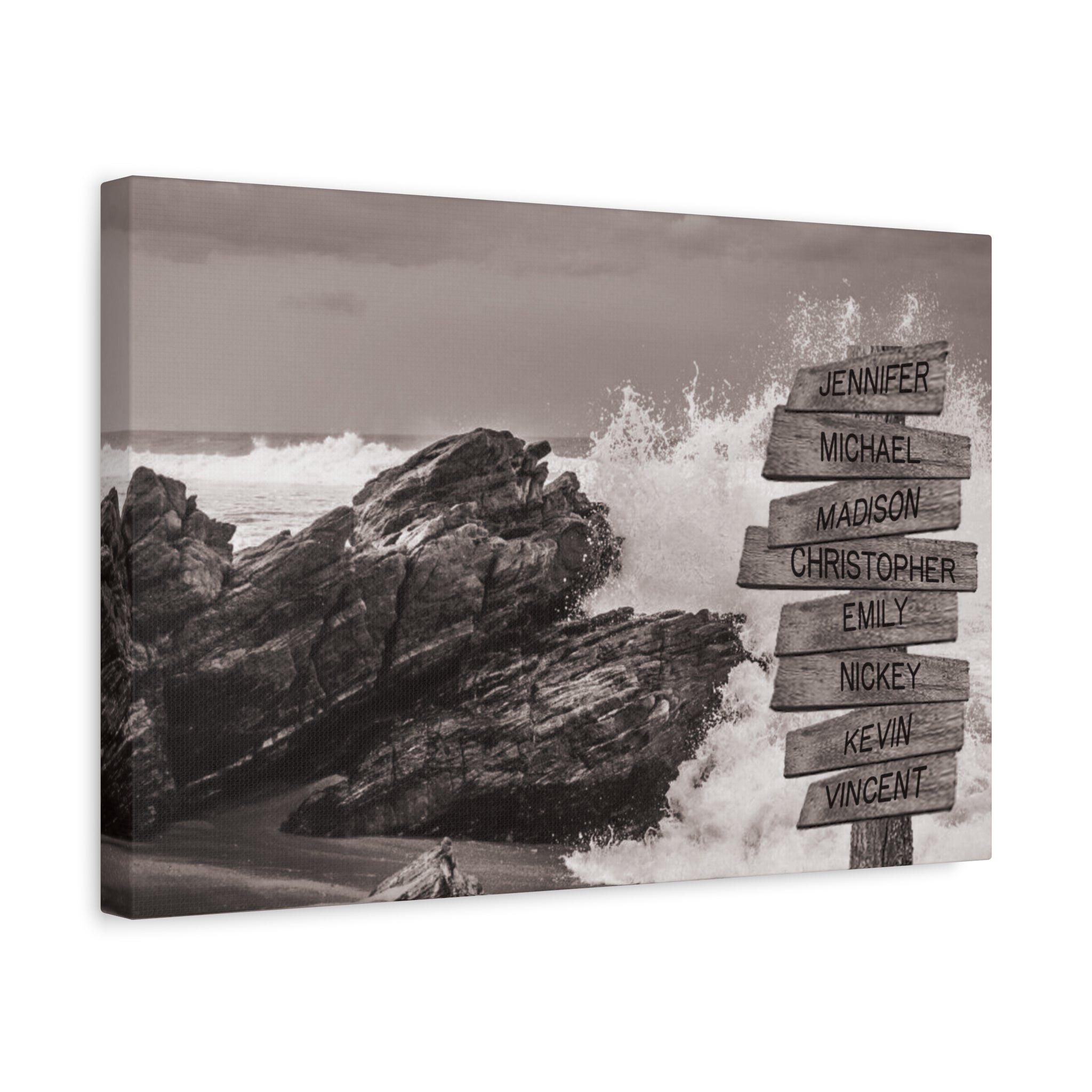 Ocean Waves Crashing Beach - Multi-Names Premium Custom Canvas Wall Art