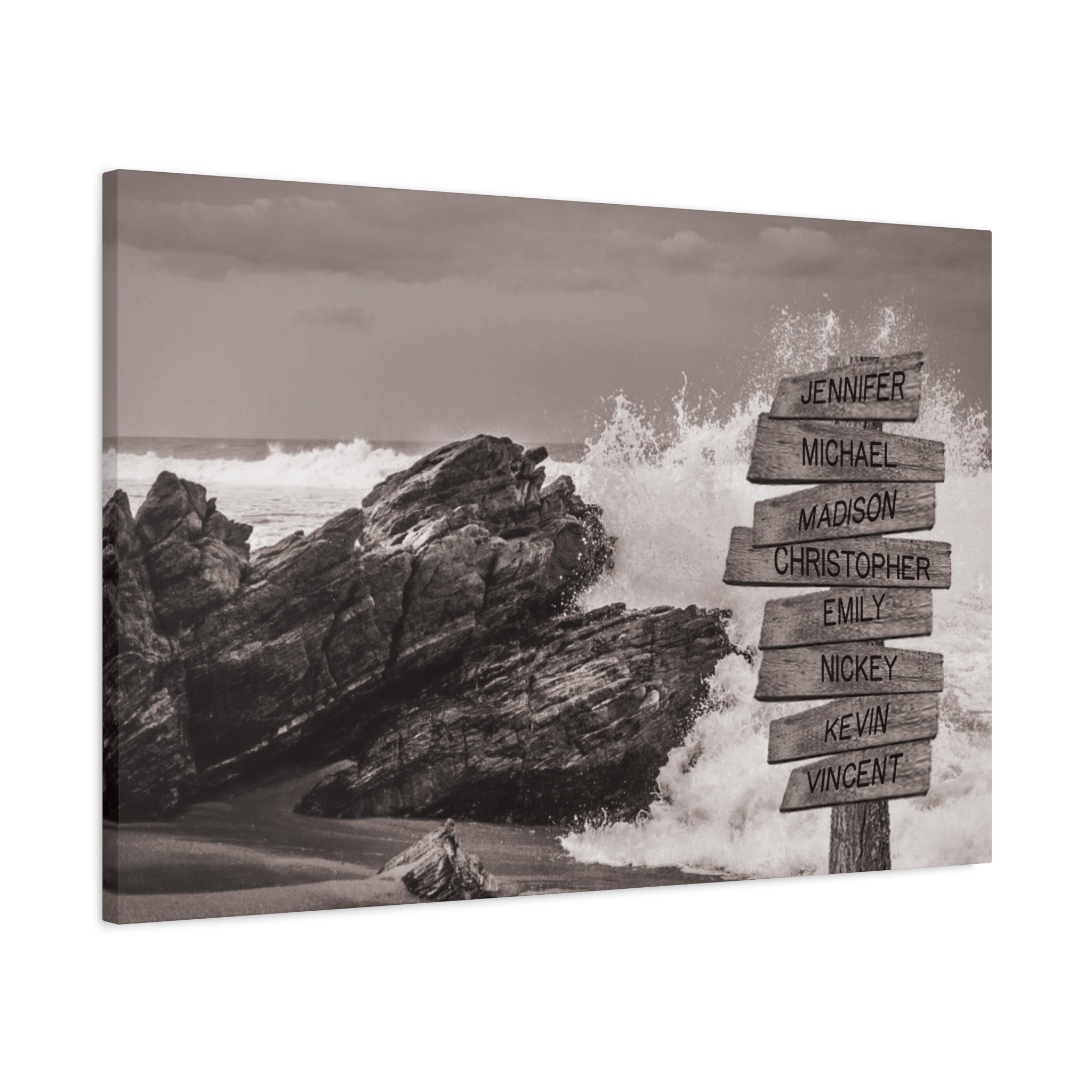 Ocean Waves Crashing Beach - Multi-Names Premium Custom Canvas Wall Art