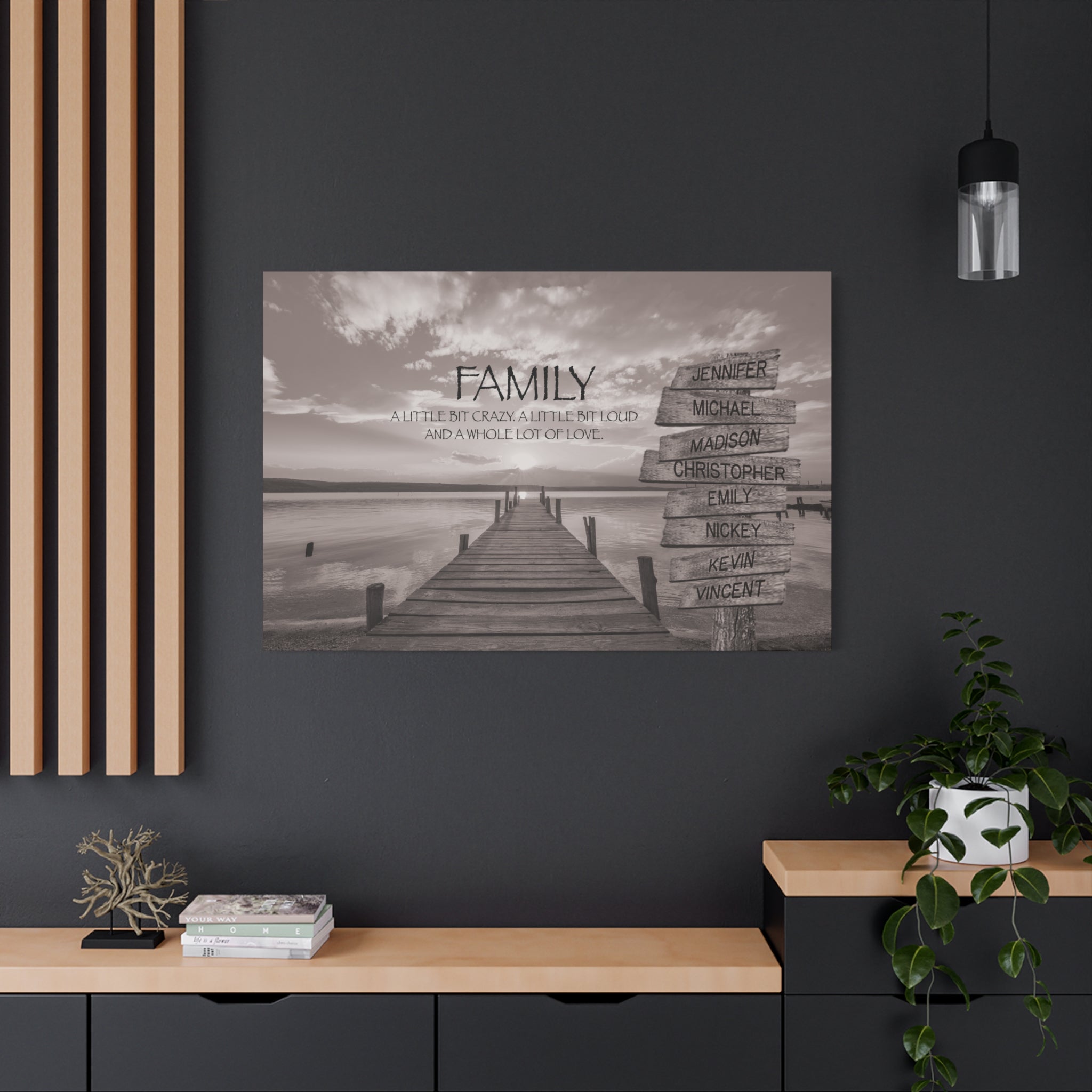 Family Lake Dock - Multi-Names Premium Custom Canvas Wall Art