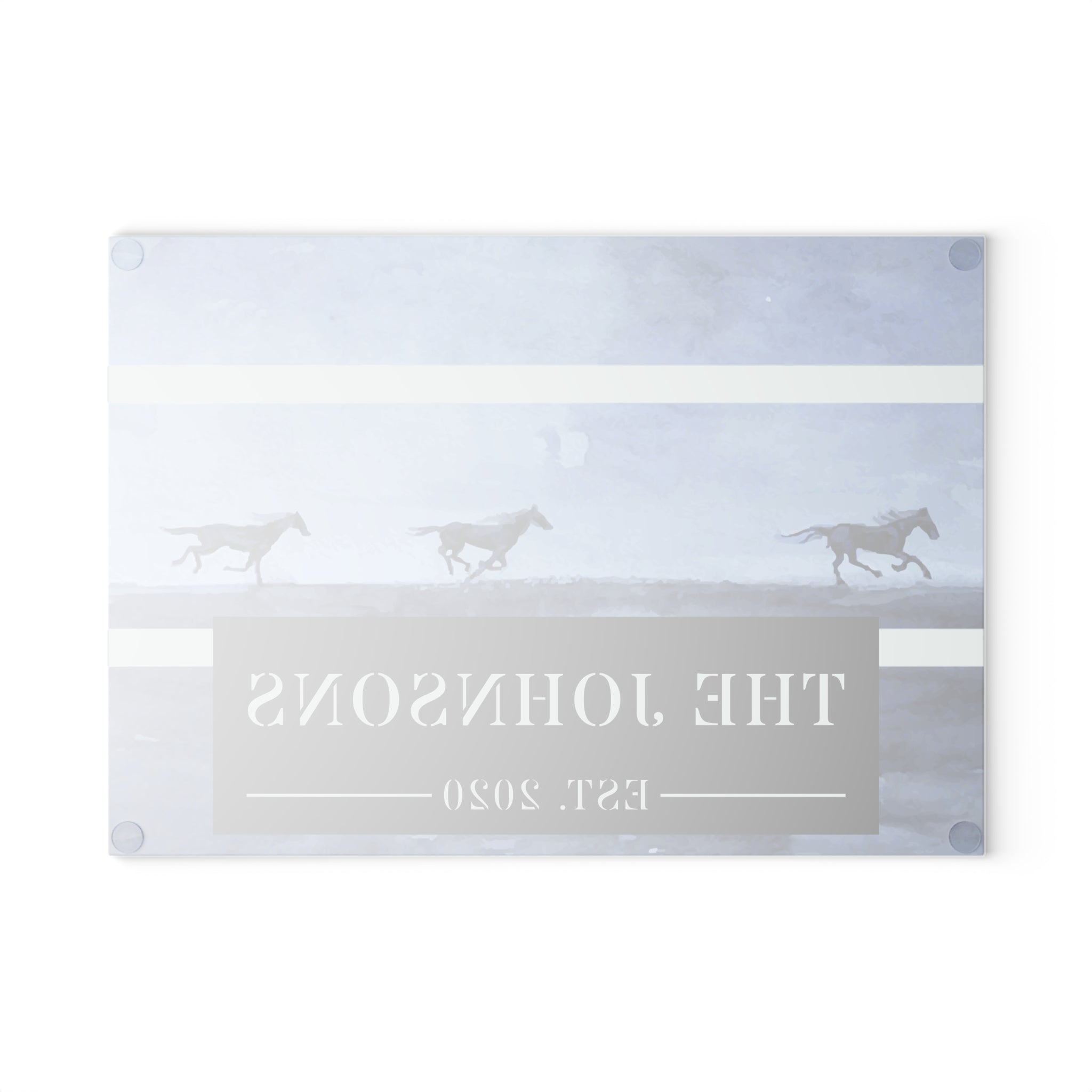 Personalized Wild Running Horses Glass Cutting Board – 20 Custom Designs, Tempered Glass, Housewarming, Wedding & Real Estate Gifts - Available in 2 Sizes: 8x11 & 11x15  - DESIGN 1