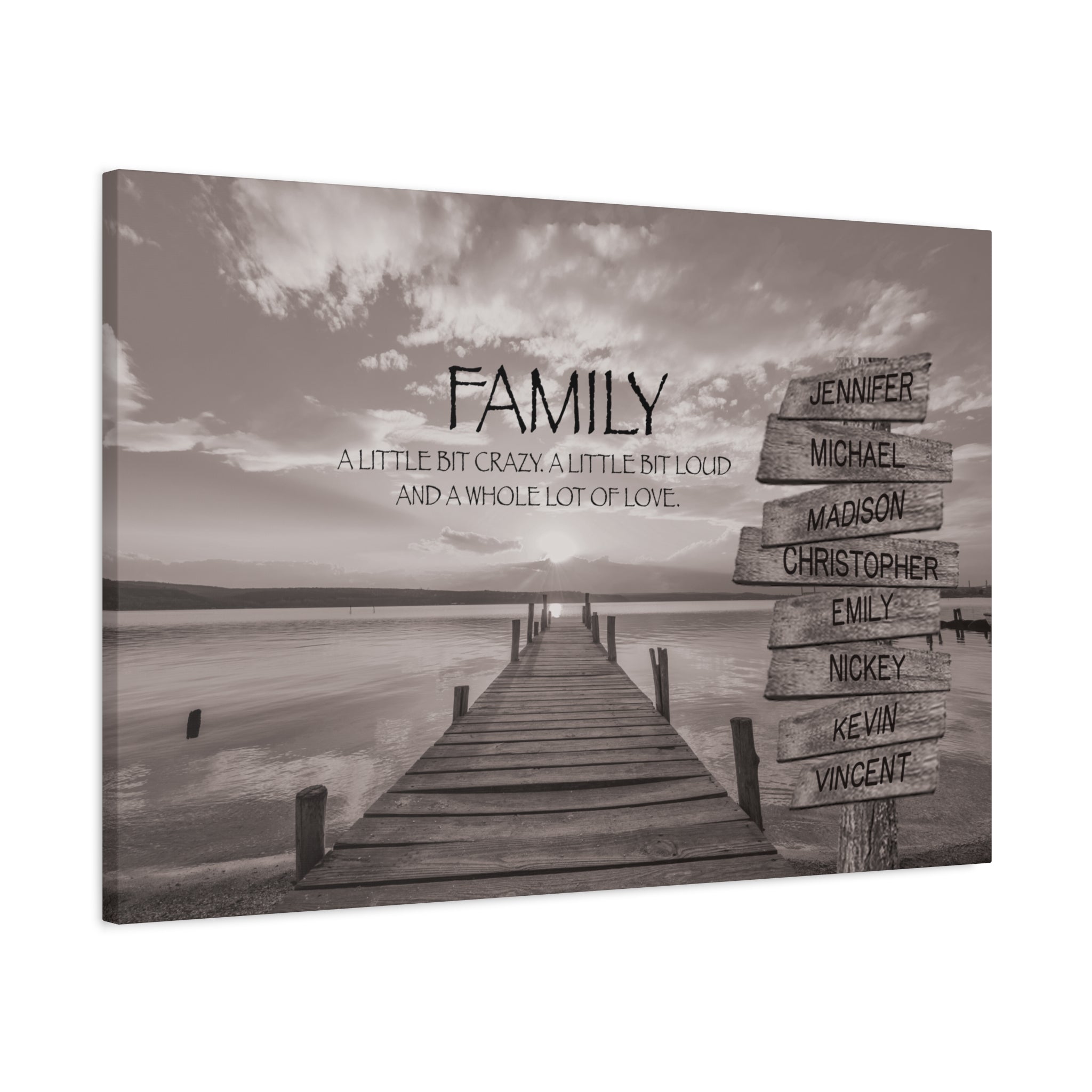 Family Lake Dock - Multi-Names Premium Custom Canvas Wall Art