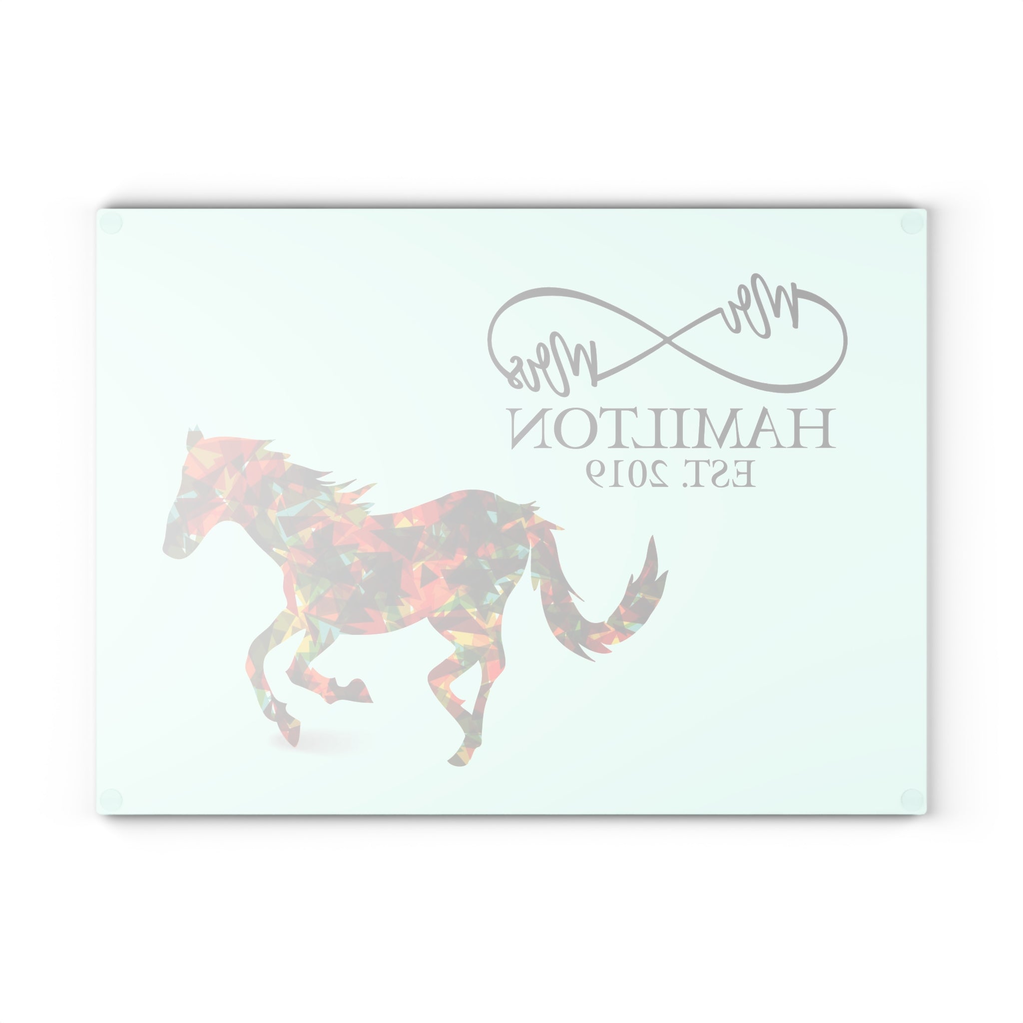 Personalized Wild Horse Glass Cutting Board – 20 Custom Designs, Tempered Glass, Housewarming, Wedding & Real Estate Gifts - Available in 2 Sizes: 8x11 & 11x15  - DESIGN 6