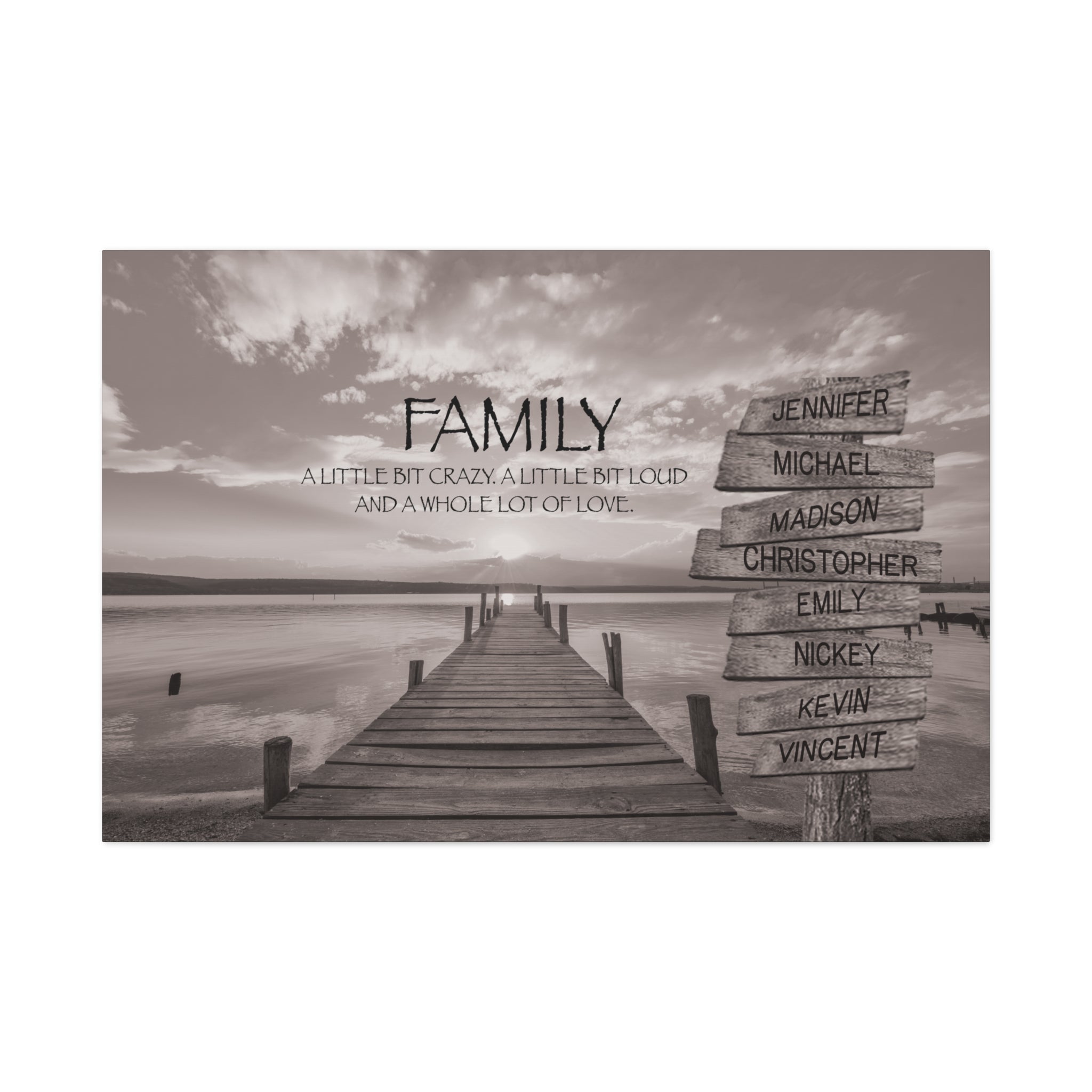 Family Lake Dock - Multi-Names Premium Custom Canvas Wall Art