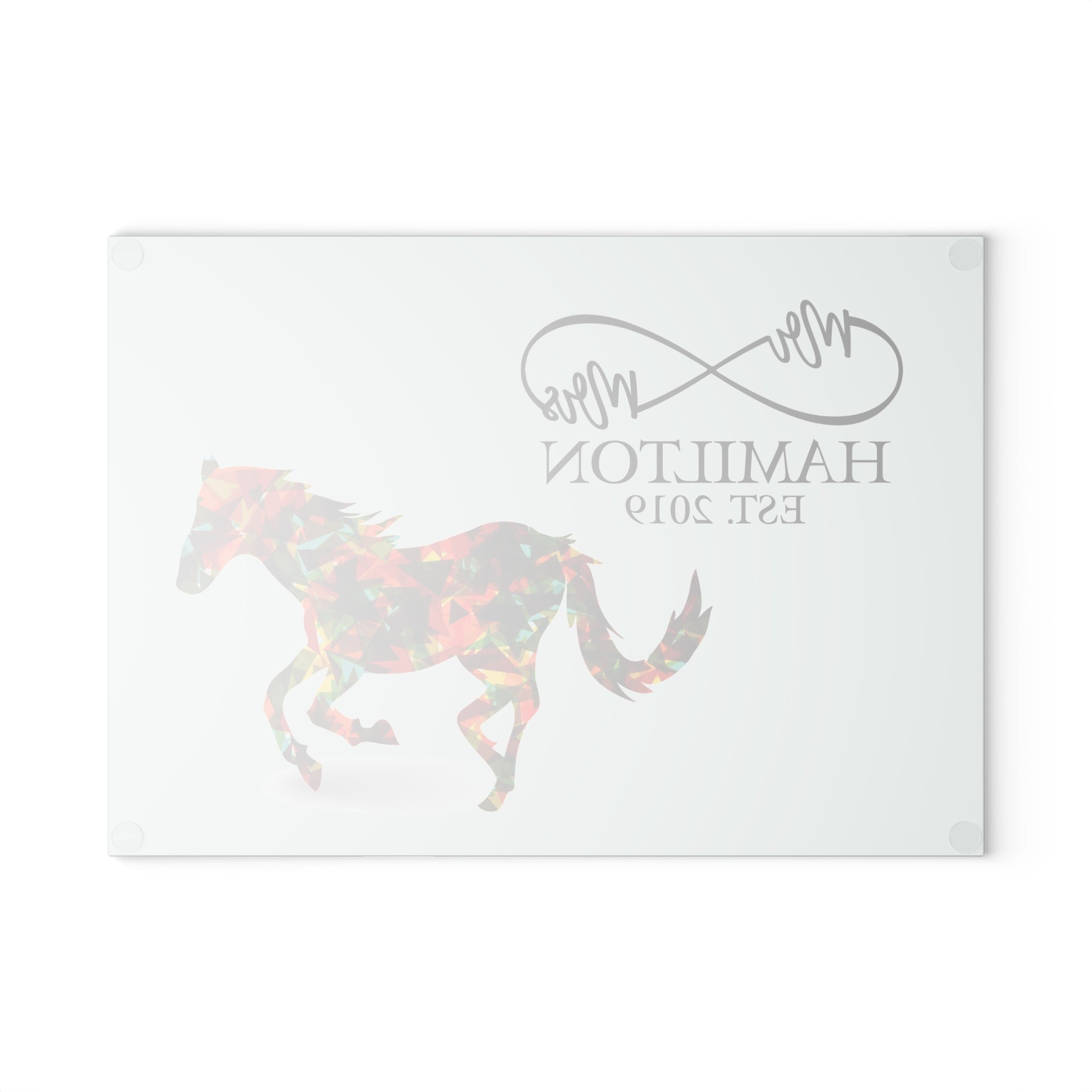 Personalized Wild Horse Glass Cutting Board – 20 Custom Designs, Tempered Glass, Housewarming, Wedding & Real Estate Gifts - Available in 2 Sizes: 8x11 & 11x15  - DESIGN 6