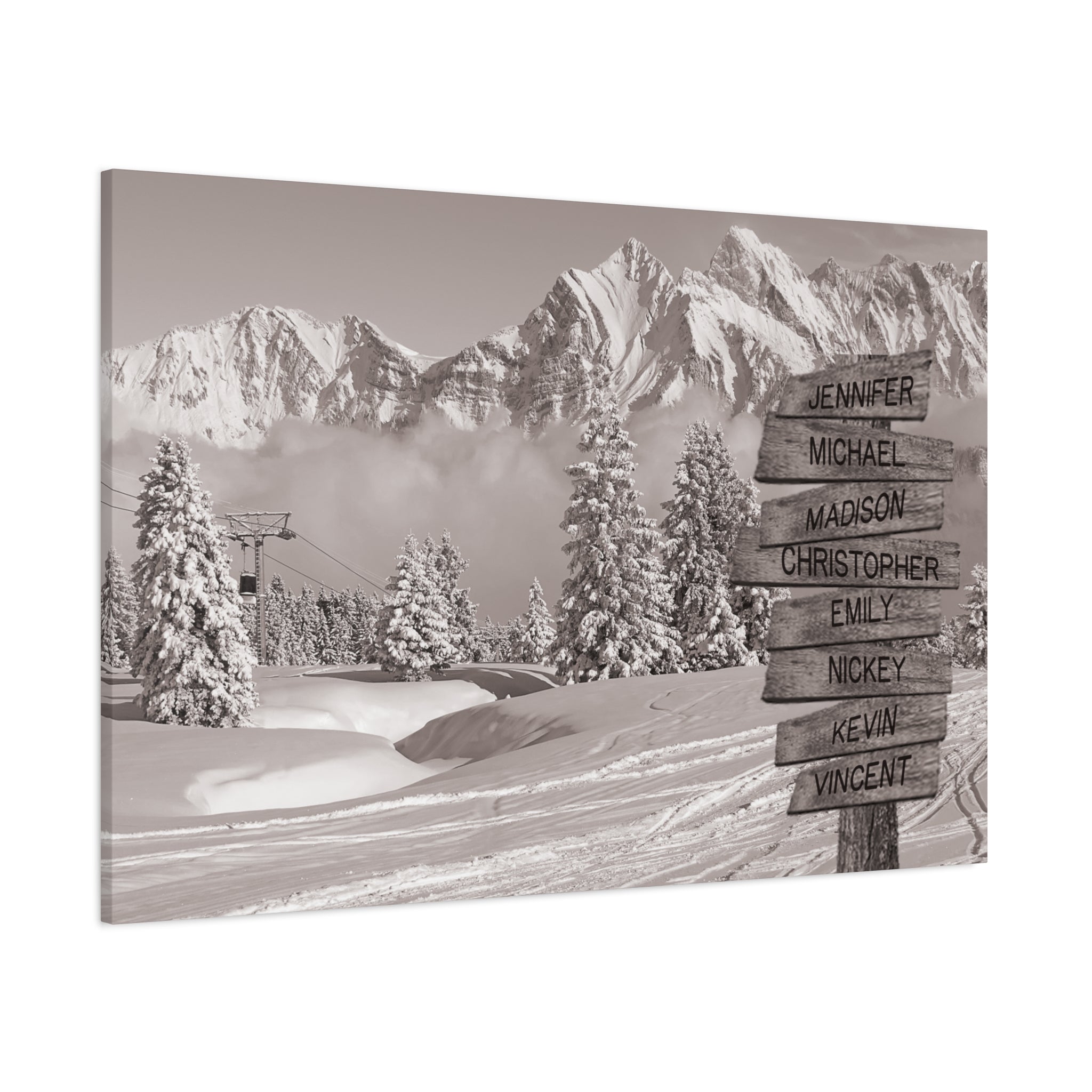 Ski Area Mountain Peaks - Multi-Names Premium Custom Canvas Wall Art