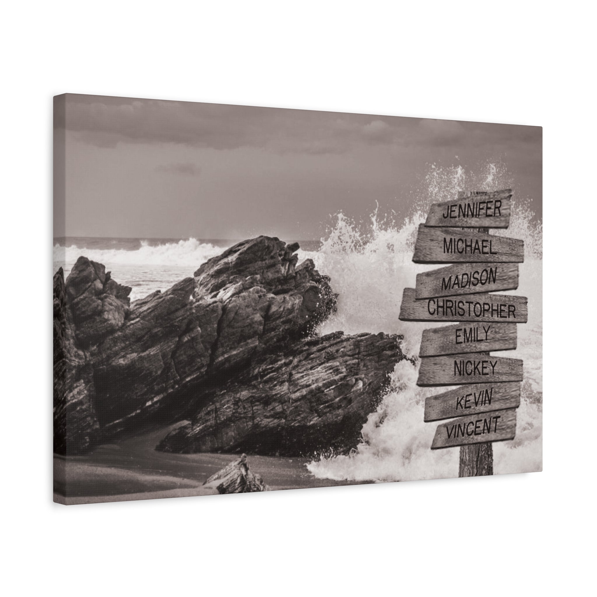 Ocean Waves Crashing Beach - Multi-Names Premium Custom Canvas Wall Art