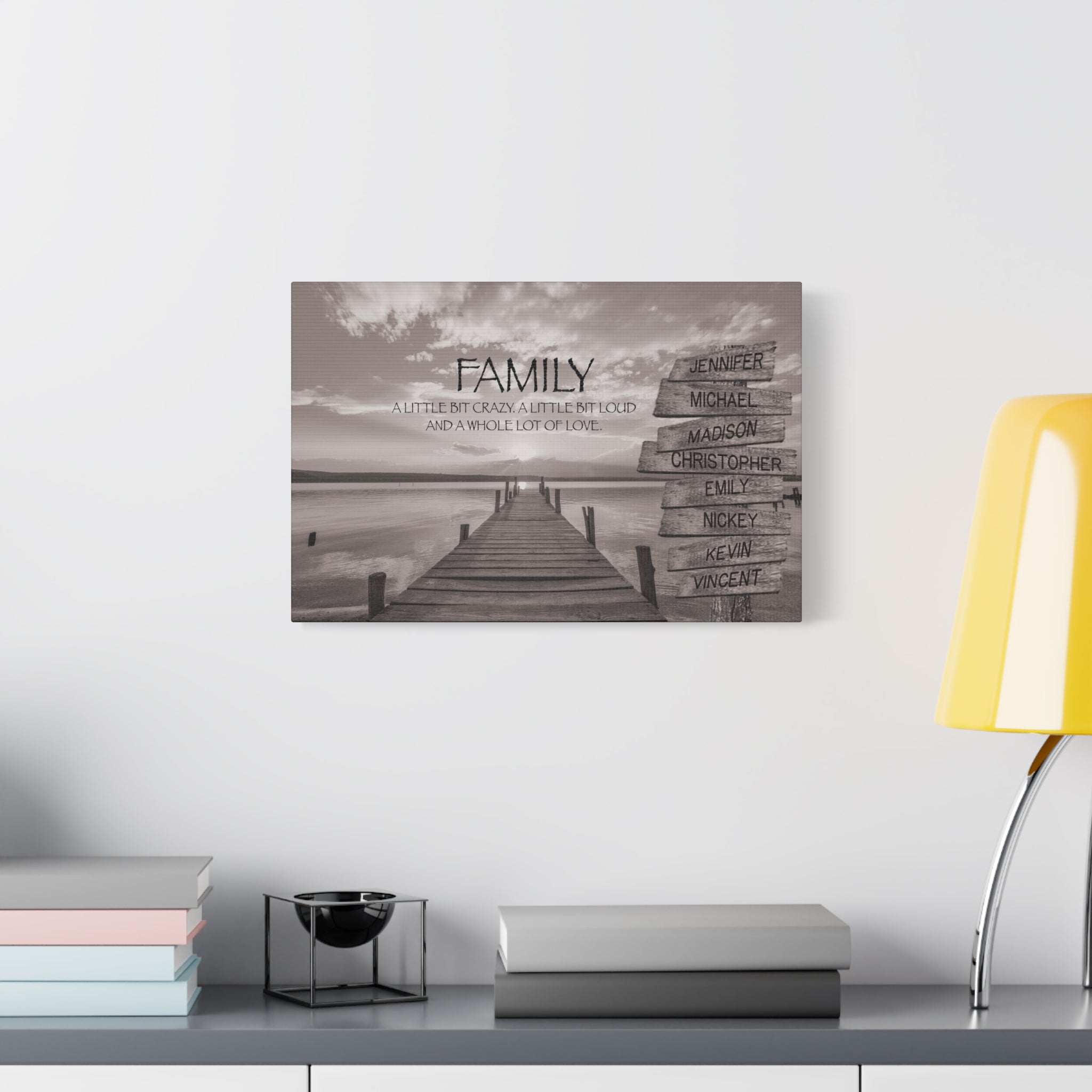 Family Lake Dock - Multi-Names Premium Custom Canvas Wall Art