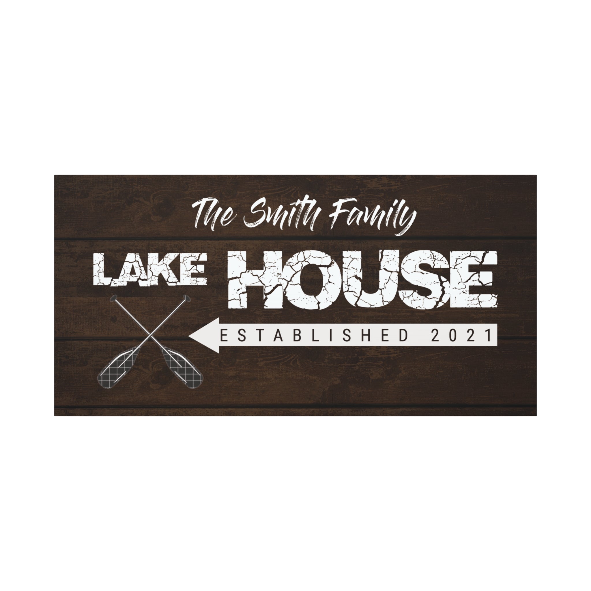 Lake House Paddles Family -Dark Oak- Premium Custom Canvas Wall Art