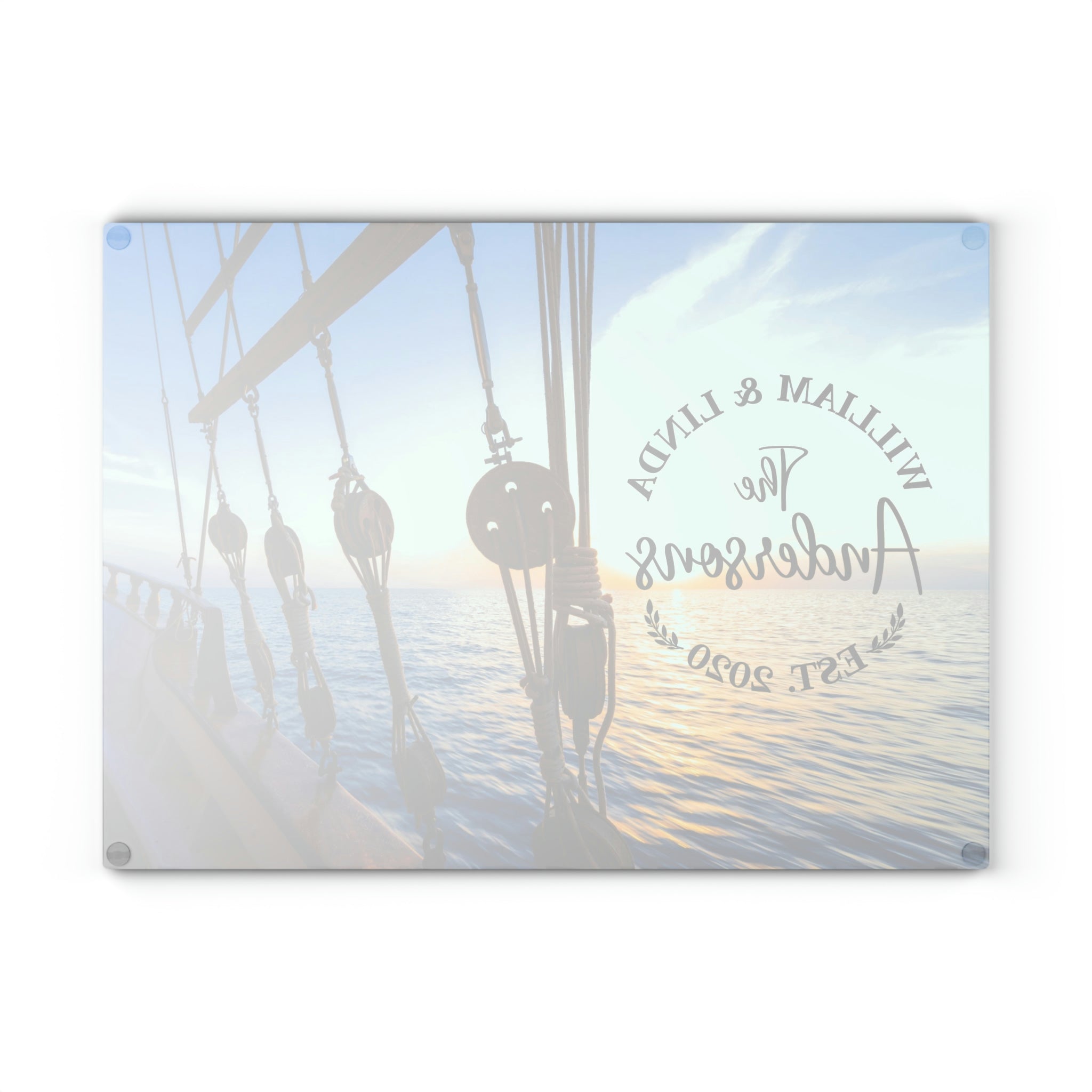 Personalized Ship Rope Tackle Glass Cutting Board – 20 Custom Designs, Tempered Glass, Housewarming, Wedding & Real Estate Gifts - Available in 2 Sizes: 8x11 & 11x15 - DESIGN 13