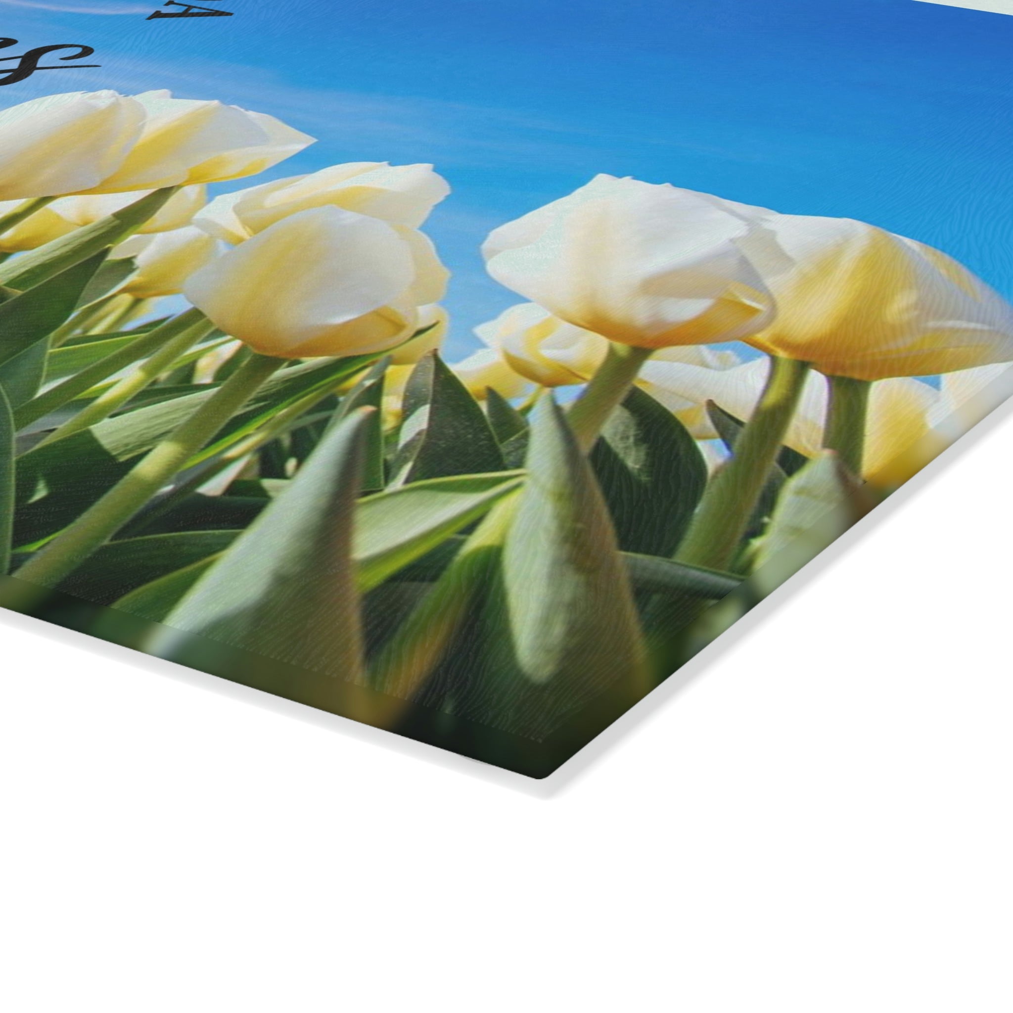 Personalized Yellow Tulips Glass Cutting Board – 20 Custom Designs | Tempered Glass, Housewarming, Wedding & Real Estate Gifts | Available in 2 Sizes: 8x11 & 11x15 - DESIGN 20