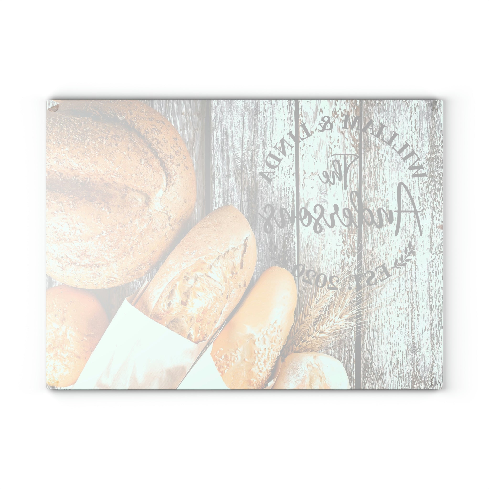 Personalized Bread Loaves Glass Cutting Board – 20 Custom Designs, Tempered Glass, Housewarming, Wedding & Real Estate Gifts - Available in 2 Sizes: 8x11 & 11x15  - DESIGN 17