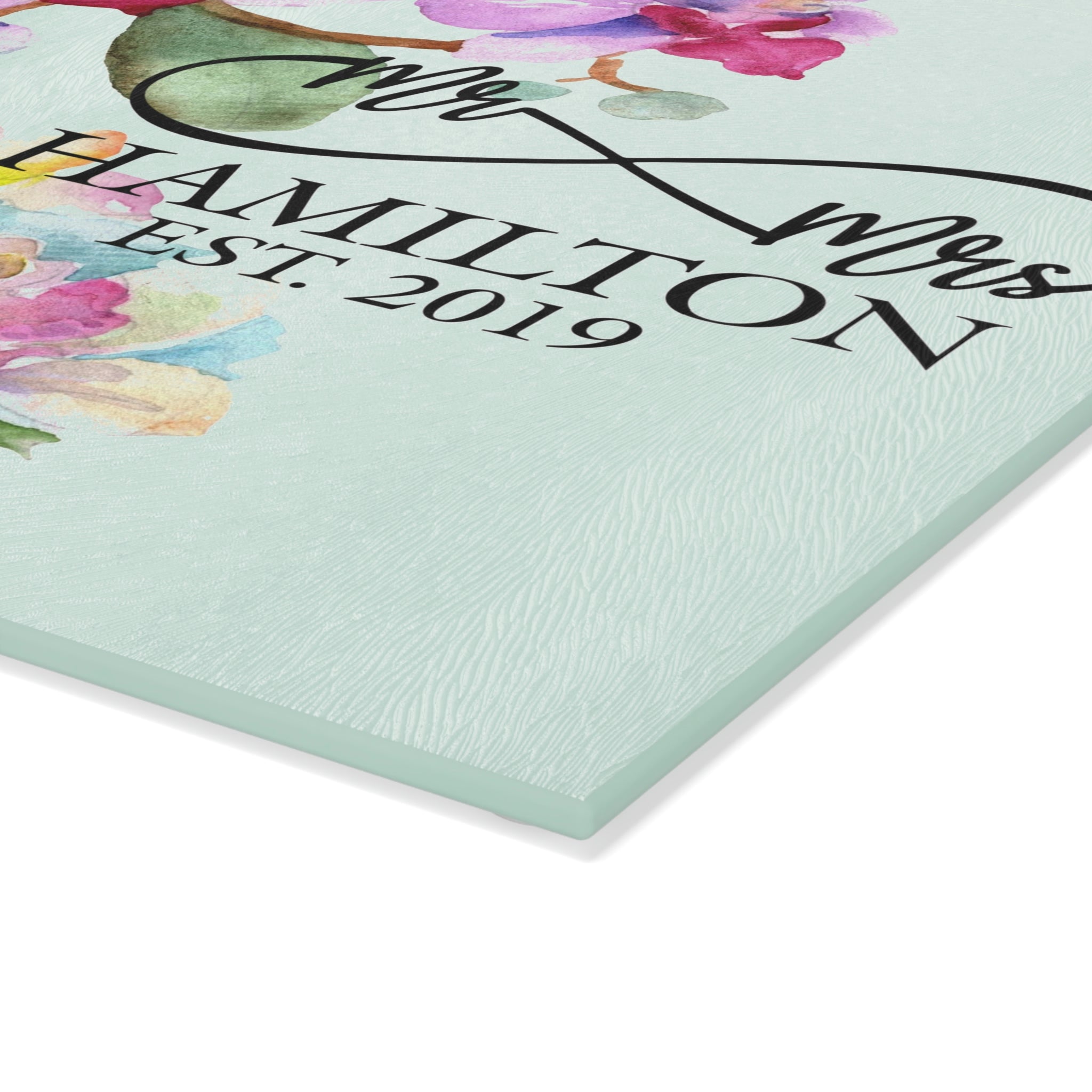 Personalized Lilly Flowers Glass Cutting Board – 20 Custom Designs, Tempered Glass, Housewarming, Wedding & Real Estate Gifts - Available in 2 Sizes: 8x11 & 11x15  - DESIGN 7