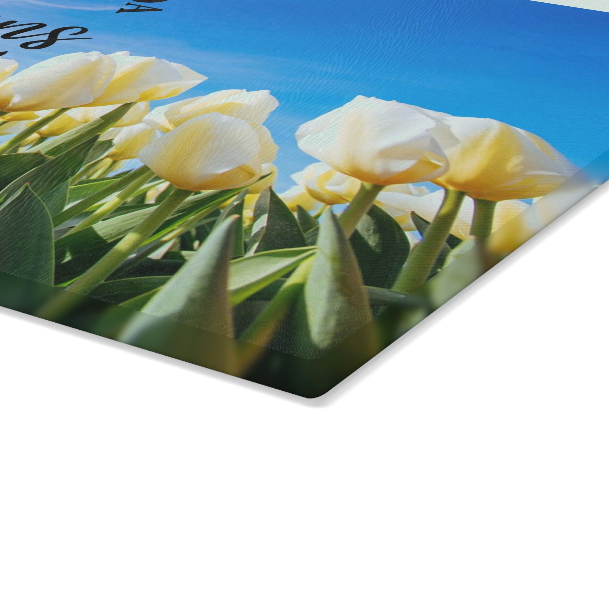 Personalized Yellow Tulips Glass Cutting Board – 20 Custom Designs | Tempered Glass, Housewarming, Wedding & Real Estate Gifts | Available in 2 Sizes: 8x11 & 11x15 - DESIGN 20