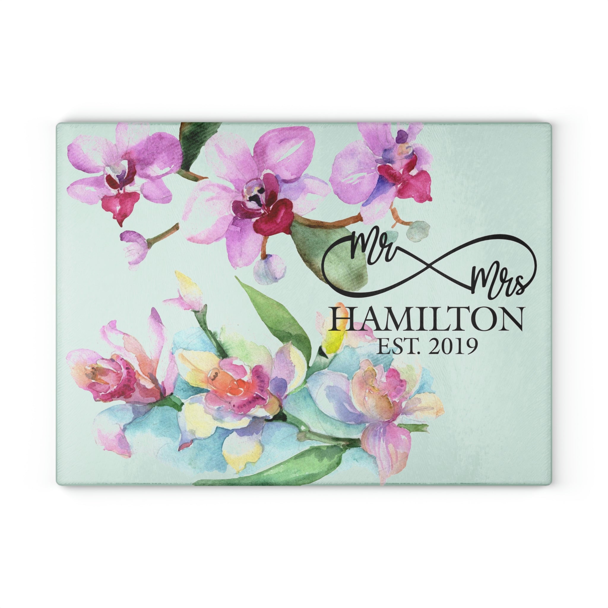 Personalized Lilly Flowers Glass Cutting Board – 20 Custom Designs, Tempered Glass, Housewarming, Wedding & Real Estate Gifts - Available in 2 Sizes: 8x11 & 11x15  - DESIGN 7