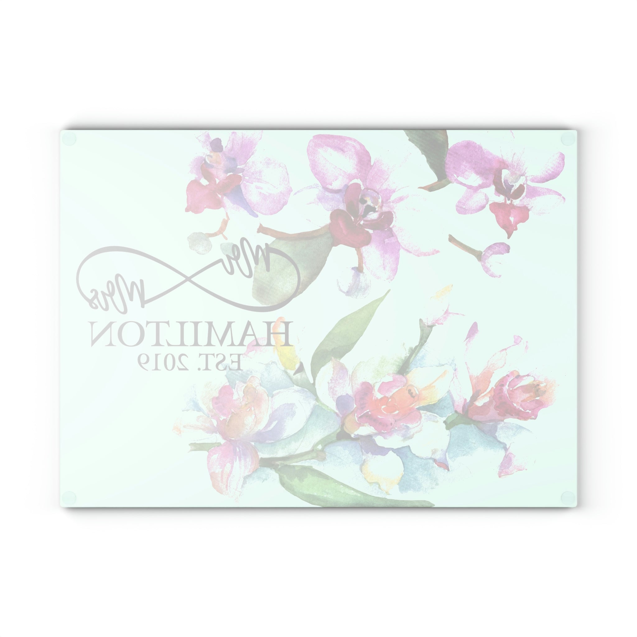 Personalized Lilly Flowers Glass Cutting Board – 20 Custom Designs, Tempered Glass, Housewarming, Wedding & Real Estate Gifts - Available in 2 Sizes: 8x11 & 11x15  - DESIGN 7