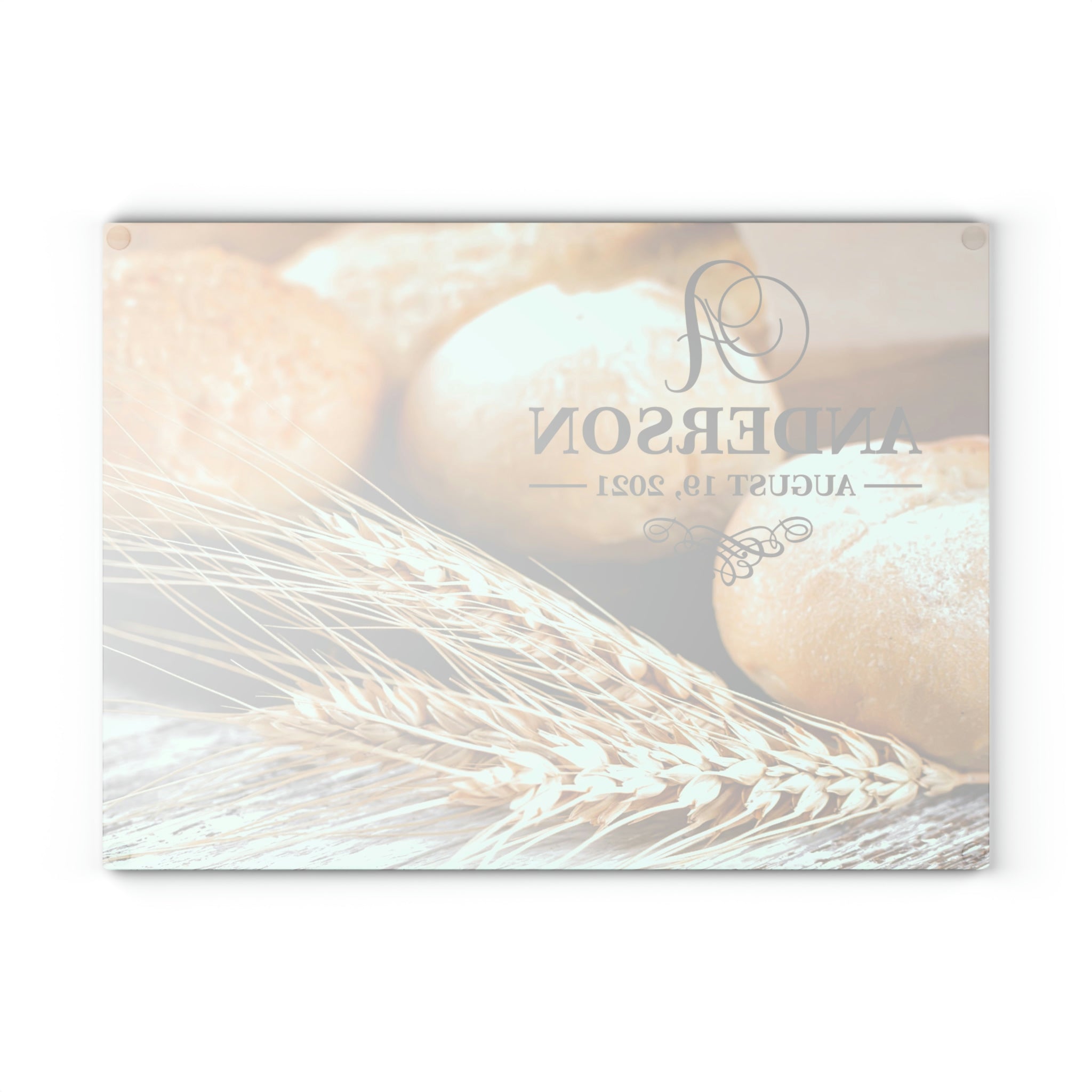 Personalized Bread Wheat Glass Cutting Board – 20 Custom Designs, Tempered Glass, Housewarming, Wedding & Real Estate Gifts - Available in 2 Sizes: 8x11 & 11x15 - DESIGN 16